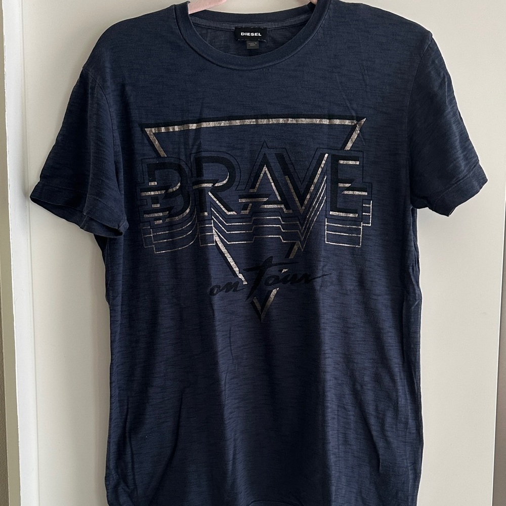Diesel Men's Dark Blue 'Brave' Graphic Tee